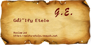 Gálfy Etele névjegykártya